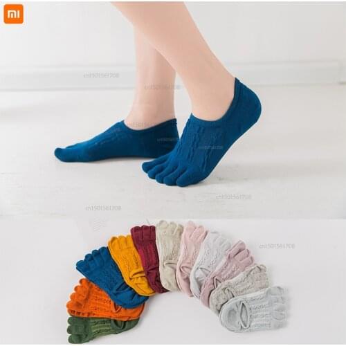 Xiaomi Spring and summer five-finger socks drag cotton mens and womens split finger socks shallow mouth solid color toe socks