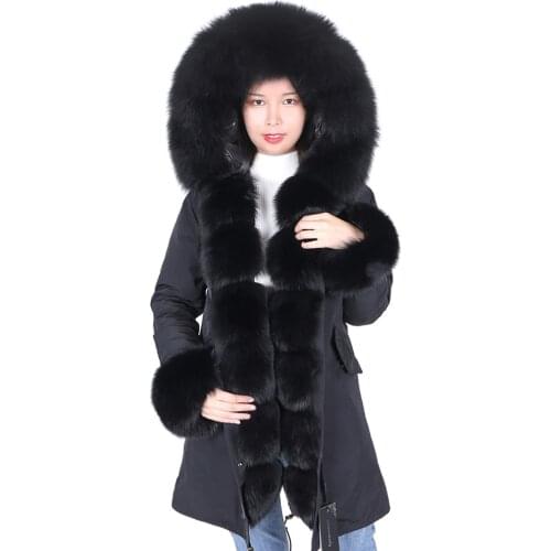 Ladies pie overcome the down lined fox fur collar, removable lined placket hair, real wool warm jacket