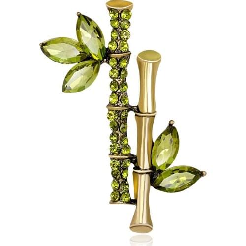 2018 Fashion Alloy bamboo Brooches jewelry beautiful Rhinestone flowers pins and brooches for women men clothes pins metal