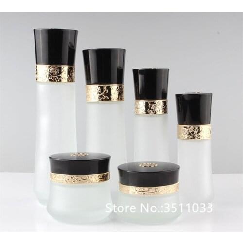 30G 50G Matte Glass Cosmetic Refillable Cream Jar 40ml 60ml 100ml Frosted Glass Empty Lotion Pump Bottle Cosmetic Container