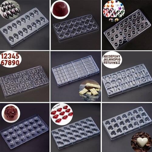 3D Chocolate Molds Plastic Mold Polycarbonate Form for Chocolate Moulds Bakery Cake Decoration Baking Pastry Bakery Tools Mold