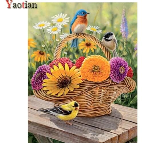 Diy Diamond Embroidery 5D Diamond Painting Daisy Flowers And Birds Cross Stitch Kit Mosaic for Living Room Home Decoration Gift