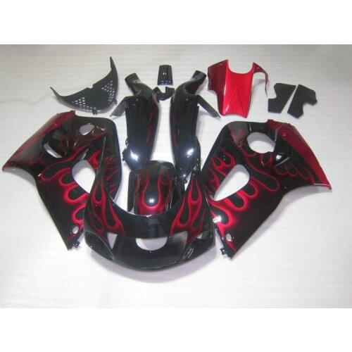 Free 7 Gifts Fairing Kit For SUZUKI SRAD GSXR600 750 1996-2000 96 97 98 99 00 Red Flames Black GSXR 600 Fairings XT6