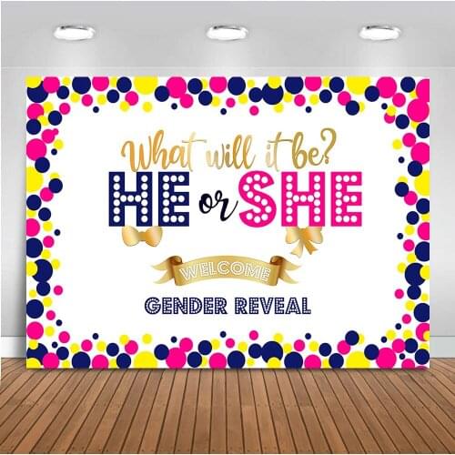 Gender Reveal Backdrop for Photography He or She Background for Party Photo Shoot Royal Crown Props Decoration Banner