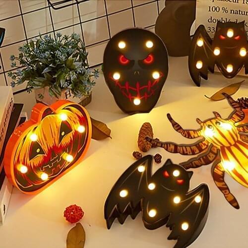 Halloween Decoration Led Lights Lantern Bat Spider Skull Pumpkin Lamp Outdoor