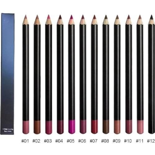 12 Colors Nude Makup Waterproof Matte Lip liner Pencil Long Lasting Smooth Pigment Cosmetic Pen Custom Private Label in Box