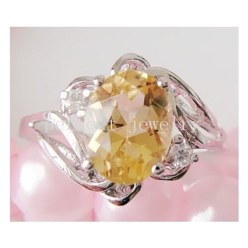Natural citrine ring Free shipping Real and natural citrine 925 sterling silver Fine yellow gem 1.4ct gem #X18050902