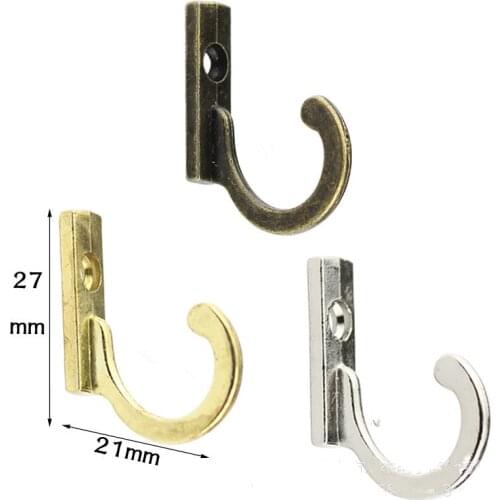 5pcs Hooks with Screws silver Golden bronze Antique Hooks Small Wall Hanger Buckle Horn Lock Clasp Hook Hasp Latch Key hang