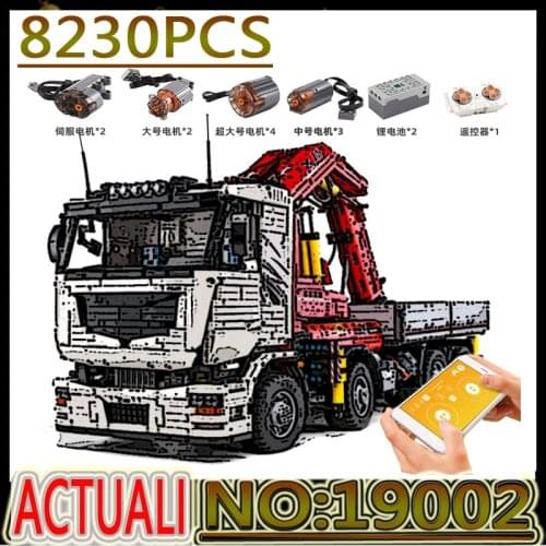 Hot High-Tech The App Motorized Pneumatic Crane Truck Building Blocks Assembly Bricks Car Model Kids Toys Christmas Gift MK19002