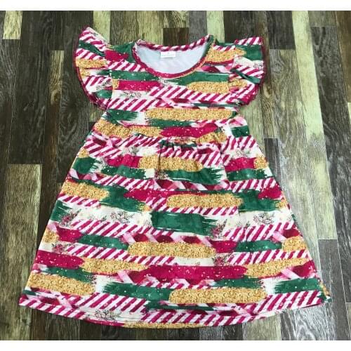 Childrens boutique clothes Christmas girl Mosaic colorful pearl dress