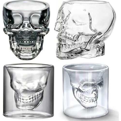 75ML Crystal Skull Cup Creative Whiskey Vodka Ghost Shot Skull Head Wine Beer Cup Glass Home Bar Club Party Glasses Cups Set