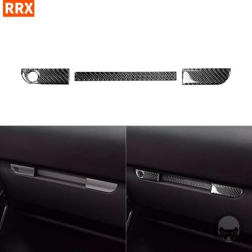 For Audi TT 8N 2001 2002 2003 2004 2005 2006 Real Black Carbon Fiber Sticker Car Accessories Glove Box Handle Strips Interiors