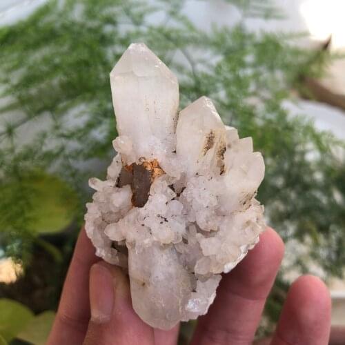 Natural backbone stone unique shape quartz double-headed white crystal cluster healing stone white crystal reiki decoration