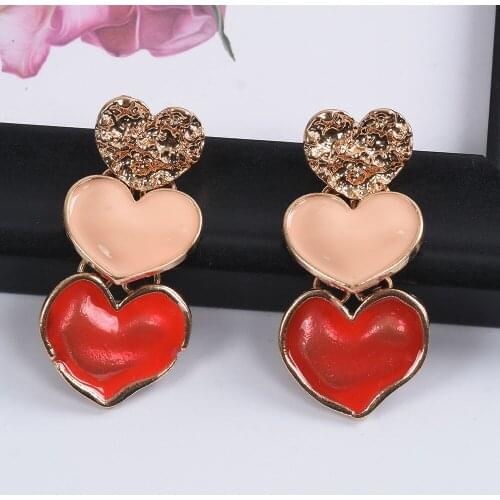 2019 New Za Heart Shape Resin Earrings Women Boho Ethnic Long Dangle Earrings Female Contrasting Retro Large Earrings Friendship