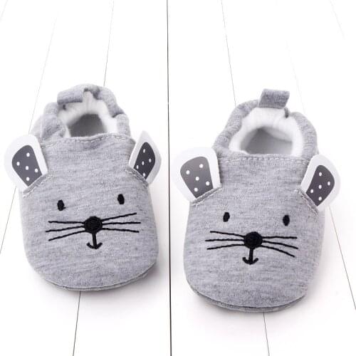 Cartoon Animal Pattern Newborn Baby Shoes Baby Boys Girls Slippers Soft Sole Non-slip Crib First Walker Winter Warm Booties