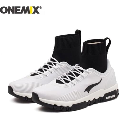 ONEMIX Running Shoes For Men Outdoor Walking High Top White Leather Sneakers Women Breathable 3 Ways of Wearing Sports Shoes