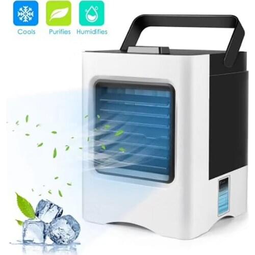 Portable Rechargeable Air Conditioner Mini Air Humidifier Air Purifier Home Office Silent Air Conditioning Fan USB Small Fan