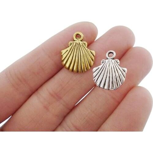 30 x Tibetan Gold Seashell Shell Scallop Beach Nautical Charms Pendants Beads for Jewelry Making Findings 18x15mm