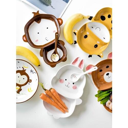 Christmas Gift Children Tableware Set Baby Dinner Plate Ceramic Creative Cartoon Bowl Household Separation Yemek Takimi