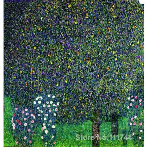 Modern wall art Roses Under the Trees of Gustav Klimt Landscapes paintings reproduction High Quality Hand painted
