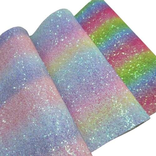 30x134cm Chunky Rainbow Glitter Fabric Leather Roll Fashion Glitter Fabric For Bows Christmas Craft Earring AY210