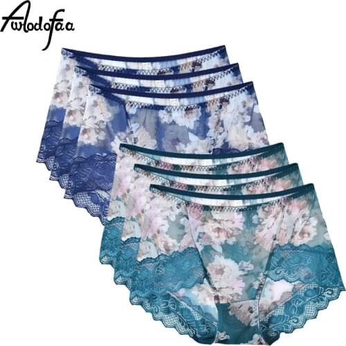 6Pcs/Lot Womens Panties Sexy Women Lace Panties Temptation Low-waist Panties Women Transparent Hollow Out Underwear Female 3XL