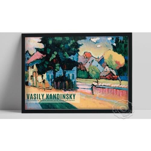 Wassily Kandinsky Exhibition Poster, Murnau Landscape With Green House Painting, Abstract Scenery Wall Stickers, Vintage Decor