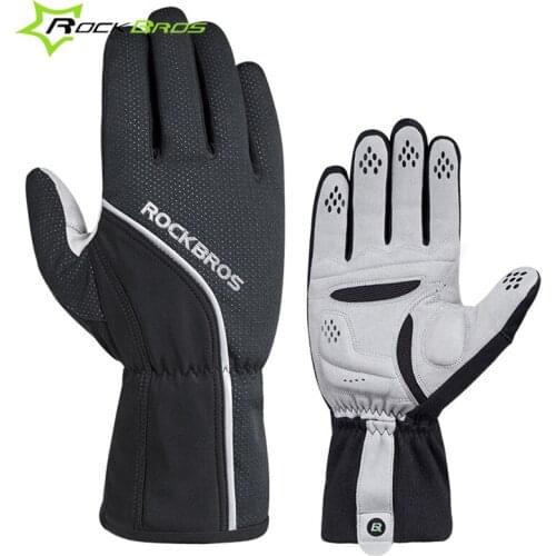 Rockbros Cycling Gloves Winter Fleece Thermal Bicycle Bike Gloves Shockproof SBR Sponge Pad Sport Gloves Guantes Bicicleta