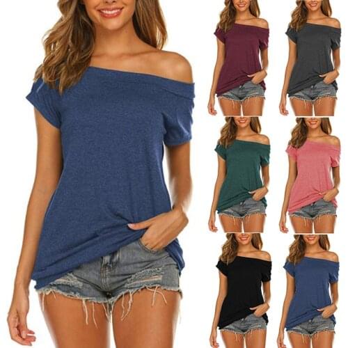 2021 Foreign Trade Womens Summer New Line One-line Collar Off-the-shoulder T-shirt Women Long Sleeve Summer Tops for Women