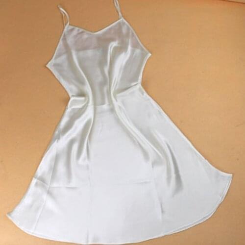 Mulberry silk sleepwear female adjustable long spaghetti strap silk nightgown basic skirt slip suspender skirt