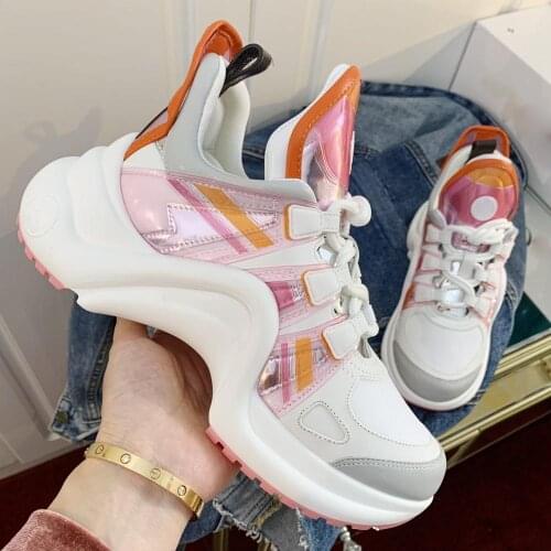 2020 New Women Shoes Flat Platform Sneakers Summer Collection Mixed Color Casual Lace Up Round Toe Ladies Shoes Zapatillas Muje