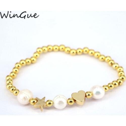 Star heart-shaped beads with round bead bracelet bead chain love jewelry