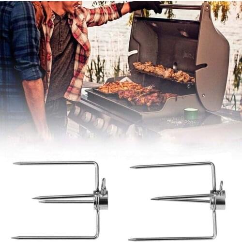 2PCS/Set Of Turkey BBQ Fork Stainless Steel Charcoal Electric Grill Barbecue Fork Rotating Barbecue Grill Accessories