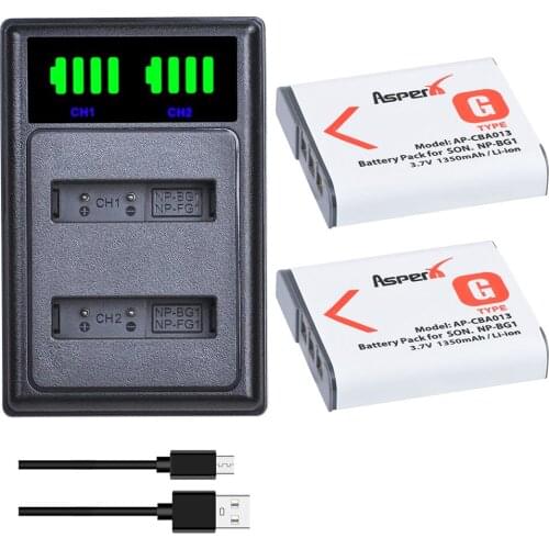 2Pcs NP-BG1 NP BG1 NPBG1 Batteries + LED USB Dual Charger for Sony DSC-N1 DSC-T2 DSC-H9 DSC-H10 DSC-H20 DSC-H50 DSC-H55 DSC-H7