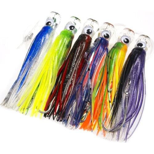 6pcs/set Artificial Bait Squid Octopus Skirts Acrylic Trolling Lure Deep Water Saltwater Fishing Lure for Big Fish Tuna Mackerel