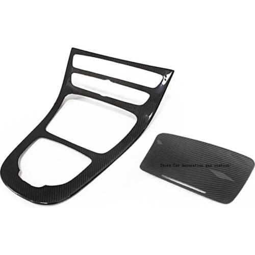 ABS Plastic Carbon Fiber Style Console Gear Panel Cover Frame Trim 2pcs For Mercedes Benz E-Class W213 2016 2017