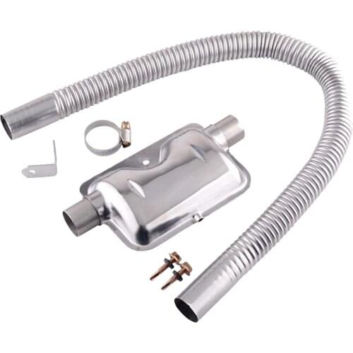 60cm Car Stainless Steel Material Exhaust Pipe Corrugated Round Pipe Parking Silencer Diesel Heater Silver