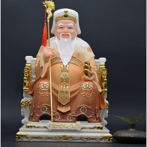 Asia HOME Temple shop Worship bring wealth GOOD luck CAi SHEN TU DI GONG FUDE ZHENGSHEN God jade buddha God statue Sculpture
