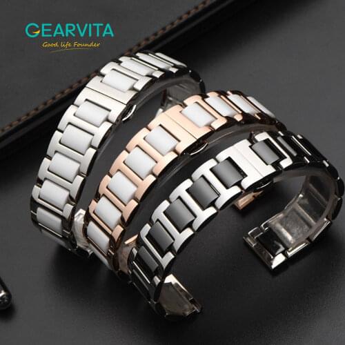 18mm 22mm Ceramic Steel Watch Band 20mm Strap Bracelet Metal Buckle Clasp For Huawei Watch GT2/Watch 2pro/Samsung Galaxy Watch