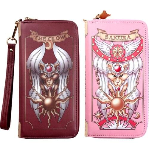 Cardcaptor sakura pink wallet handbag Women Clutch Long Wallet PU Card Holder Lady Purse Envelope Bag