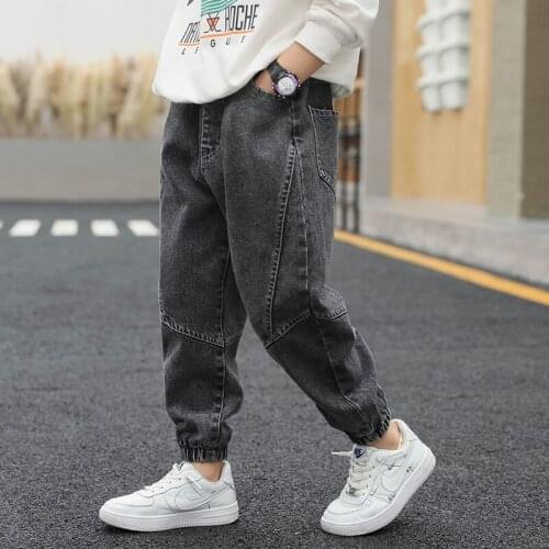 Childrens Clothing Casual Jeans For Boy Pants Denim Cotton Autumn Winter Elastic Waist Jeans Kids Casual Pants 4 6 8 10 12 Year