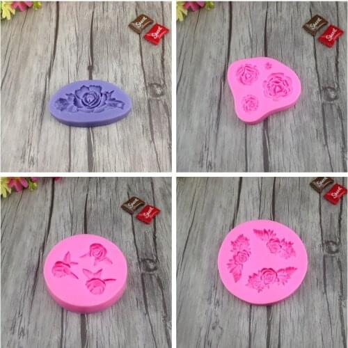 Rose Flower Leaf Series Liquid Silicone Mold Fondant Mould Chocolate Mould DIY Wedding Cake Decorating Tools Cake Baking Tool
