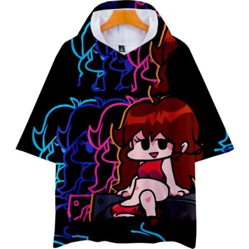2021 Video Game Friday Night Funkin 3D Women Men Hooded T-shirt Summer Short Sleeve Harajuku Streetwear Fashion Regular Clothes