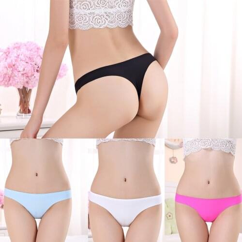 Hot Silk Sexy Women Thongs G String Seamless Panties Low-Rise Ladies T-back Comfortable Lingerie for Female Underwear