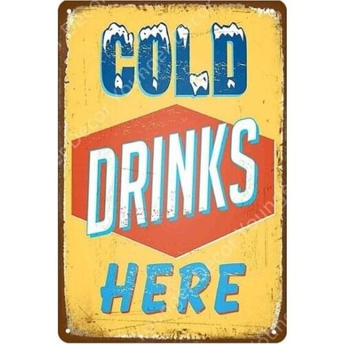 Cold Drinks Metal Tin Signs Beer Plaque Vintage Tiki Bar Wall Decor Man Cave Decorative Plate Painting Wine Poster YI-131