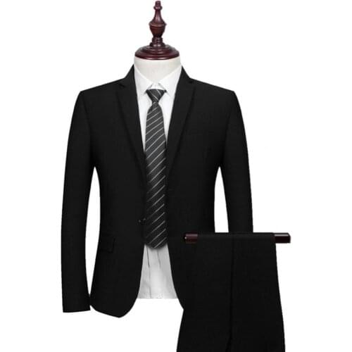 Suit men Single Breasted Solid Color Slim Blazer Vest Pants Suit 3 Pieces Set for Business blazer men costume homme Black xxxxl
