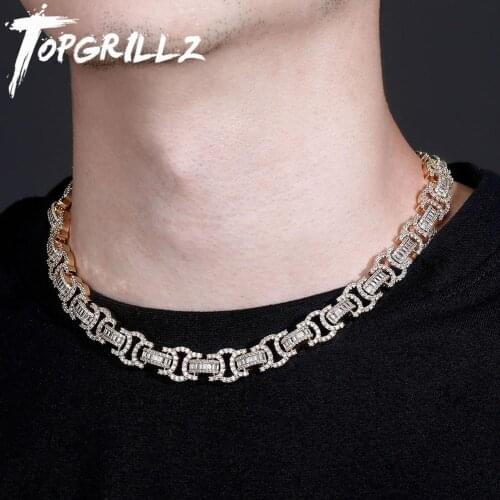 TOPGRILLZ New 13mm Cuban Chain Necklace Iced Out Micro Pave Cubic Zirconia Womens Necklace Hip Hop Fashion Jewelry For Gift