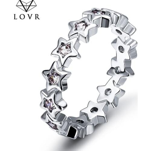 LOVR 2020 Hot Sell Star Shape Statement Ring For Women Fashion Wedding Elegant Crystal Loop Rings Female Engagement Jewelry