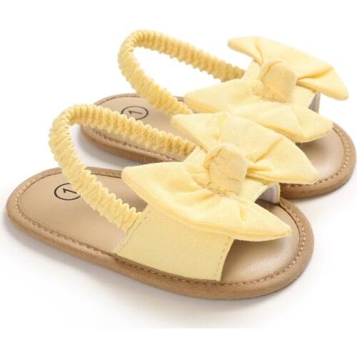 Baby Girls Cute Bow Sandals Breathable Anti-Slip Summer Newborn Elastic Toddler Infant Soft Sole First Walkers Shoes 0-18M
