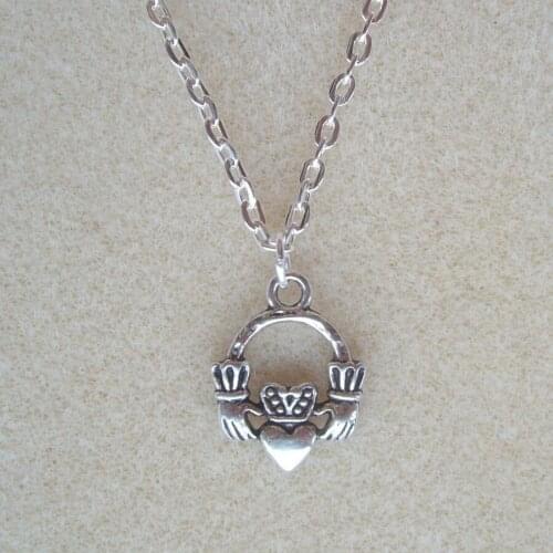 Fashion Jewelry Love Friendship-Irish Claddagh Heart Pendant-Charm Jewelry Vintage Statement Sweater Chain Necklace Q63